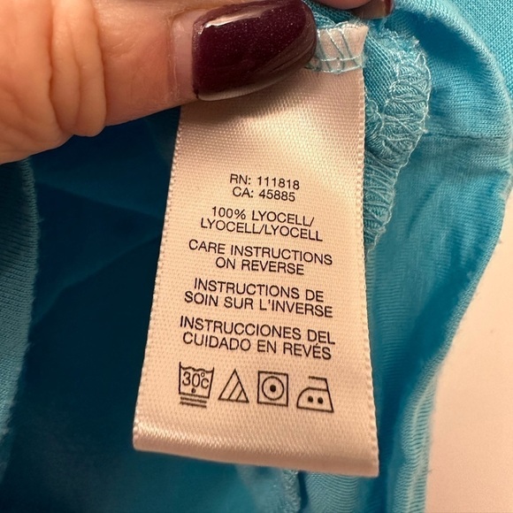 Michael Michael Kors ruffle top medium cap‎ sleeve lightweight light aqua - Picture 2 of 4